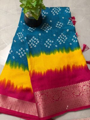 Tiranga bandhej sky blue