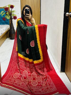 Modal silk saree green