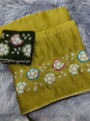 South Silk Partywear Handwork SB19 - Parrot Green