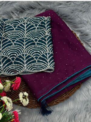 Designer Moti Work Saree SB35 - Wine