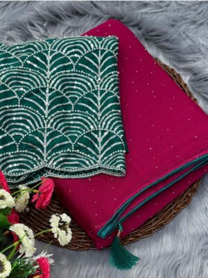 Designer Moti Work Saree SB36 - Rani