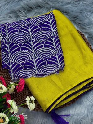 Designer Moti Work Saree SB37 - Mustard