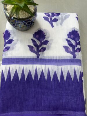 Cotton linen white and blue