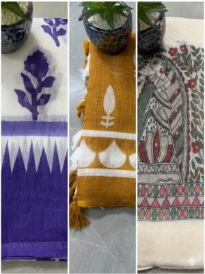Cotton Linen Combo 3 Sarees