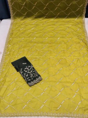 Yellow jarre  saree