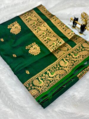 Premium Peshwai silk green